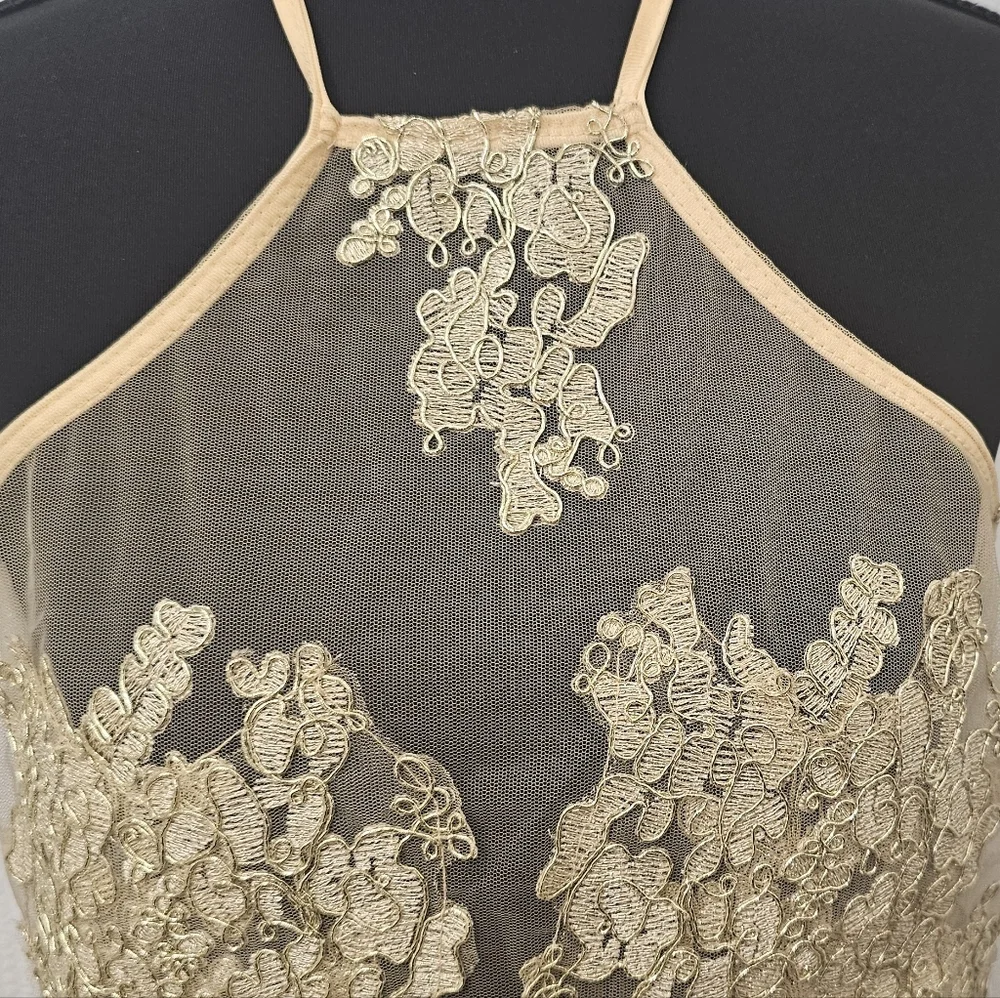 Banjul Womens Lace Mesh Grunge Gypsy Party Halter Crop Top - Picture 3 of 10